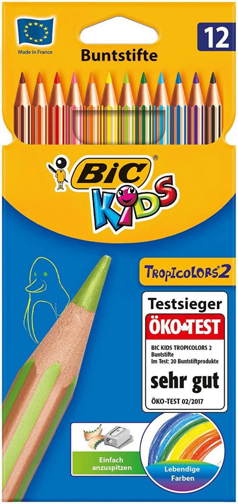 12 צבעי עיפרון של חברת BIC Kids Tropicolors. במחיר €2.49