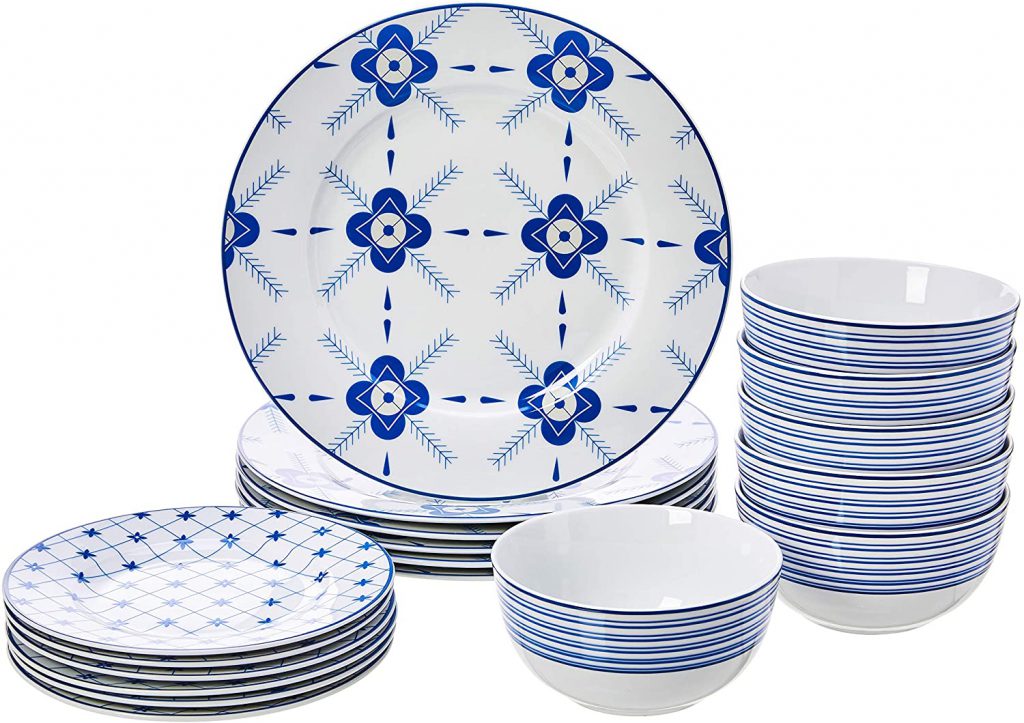 Dinnerware set AmazonBasics, 18 pieces, for 6 people. for € 20.63